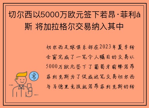 切尔西以5000万欧元签下若昂·菲利克斯 将加拉格尔交易纳入其中