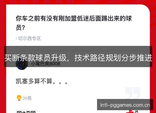 买断条款球员升级，技术路径规划分步推进
